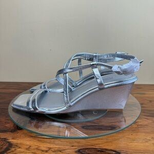 Caslon Paola Wedge Sandal in silver metallic
